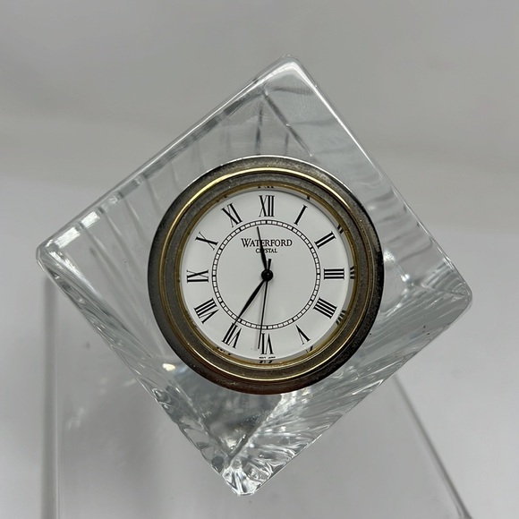 Waterford Crystal “Meridian” Cube Quartz Desk Clock - Works Perfectly - Picture 5 of 9